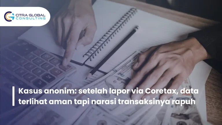 Kasus anonim: setelah lapor via Coretax, data terlihat aman tapi narasi transaksinya rapuh Pernahkah Anda menarik napas lega setelah melihat status pelaporan pajak berhasil terkirim namun tiba-tiba merasa waswas di malam hari? Perasaan ini sering menghinggapi para pelaku usaha di tengah masa transisi menuju Coretax Administration System (CTAS) atau yang lebih populer dengan sebutan Coretax. Ada satu pelajaran berharga dari sebuah kasus tanpa nama yang baru-baru ini terjadi. Seorang wajib pajak merasa posisinya sudah aman karena sistem tidak memberikan notifikasi eror. Namun, setelah ditelisik lebih jauh, Narasi Transaksi Pajak yang ia tuliskan ternyata sangat dangkal dan tidak mampu menjelaskan substansi ekonomi yang sebenarnya. Angka yang Cocok Belum Tentu Membuat Anda Aman Kita harus jujur bahwa paradigma lama soal pajak sudah tidak relevan lagi. Dulu, banyak yang beranggapan bahwa selama angka di Surat Pemberitahuan (SPT) sesuai dengan mutasi di rekening bank, maka urusan dianggap selesai. Padahal dalam mekanisme Pelaporan Coretax, Direktorat Jenderal Pajak (DJP) kini punya mata yang jauh lebih tajam berkat dukungan analisis data besar. Dalam kasus yang kita amati, letak masalahnya bukan pada salah hitung, melainkan pada bagaimana setiap transaksi dijabarkan secara tekstual. Algoritma dalam sistem terbaru ini mampu mendeteksi deskripsi yang tidak logis atau terlalu umum sebagai indikasi adanya upaya pengecilan basis pajak. Validitas Data Coretax sekarang sangat bergantung pada narasi yang Anda bangun di setiap kolom keterangan. Agar tidak salah langkah, Anda sebaiknya sering-sering mengecek panduan terbaru di laman resmi Pajak.go.id yang menjadi pusat informasi utama bagi wajib pajak. Menelisik Aturan di Balik Transparansi Data Transformasi digital ini punya dasar hukum yang sangat kuat. Jika merujuk pada Peraturan Menteri Keuangan (PMK) Nomor 81 Tahun 2024, pemerintah menegaskan bahwa setiap wajib pajak bertanggung jawab atas kebenaran material dari laporan mereka. Artinya, deskripsi transaksi bukan sekadar formalitas pengisian kolom kosong. Deskripsi itu adalah pernyataan hukum yang menjelaskan mengapa sebuah biaya atau pendapatan terjadi. Anda bisa membedah lebih dalam mengenai pasal-pasal teknis ini melalui situs JDIH Kementerian Keuangan. Logika di balik sistem ini sederhana saja. Jika Anda mencatat transaksi miliaran rupiah namun narasinya hanya berisi satu kata singkat, otoritas pajak akan menganggapnya sebagai tanda tanya besar. Pemerintah melalui portal Indonesia.go.id juga terus mensosialisasikan bahwa keterbukaan data adalah kunci dari reformasi birokrasi saat ini. Dengan kata lain, tidak ada lagi ruang untuk narasi yang abu-abu di mata sistem. Mengapa Narasi yang Buruk Bisa Berujung pada Pemeriksaan? Jangan main-main dengan kolom deskripsi karena di sanalah Risiko Pemeriksaan Pajak sering bermula. Ada beberapa alasan mengapa narasi yang lemah bisa membahayakan bisnis Anda: Vonis Sepihak dari Auditor: Jika keterangan transaksi tidak jelas, auditor pajak memiliki hak untuk menafsirkan transaksi tersebut sebagai objek pajak lain yang mungkin tarifnya jauh lebih mencekik. Proses Restitusi yang Macet: Perusahaan yang sedang menunggu pengembalian kelebihan bayar pajak akan menemui jalan terjal jika narasi di sistem tidak selaras dengan bukti fisik di lapangan. Ketidaksesuaian dengan e-Faktur: Coretax akan secara otomatis membandingkan apa yang Anda tulis di laporan masa dengan apa yang tertera di faktur elektronik. Jika ada selisih narasi, surat teguran atau Surat Permintaan Penjelasan atas Data dan/atau Keterangan (SP2DK) bisa langsung mampir ke surel Anda. Intinya, Coretax bertindak sebagai pengawas yang bekerja tanpa henti. Jika Anda menyuguhkan narasi bisnis yang tidak memiliki logika kuat, maka profil risiko Anda akan otomatis naik ke zona merah. FAQ (Frequently Asked Questions) Apa sebenarnya Coretax Administration System (CTAS) itu? Coretax Administration System (CTAS) adalah sebuah platform canggih milik Direktorat Jenderal Pajak (DJP) yang menyatukan seluruh layanan perpajakan ke dalam satu pintu. Sistem ini dirancang untuk memproses data secara otomatis guna meningkatkan akurasi pengawasan terhadap seluruh wajib pajak di Indonesia. Kenapa narasi transaksi jadi sangat krusial dalam Pelaporan Coretax? Sebab sistem ini tidak hanya membaca angka, tapi juga konteks. Narasi yang detail membantu mesin dan pemeriksa pajak memahami bahwa sebuah transaksi memang benar terjadi untuk keperluan bisnis yang sah, sehingga Anda terhindar dari tuduhan transaksi fiktif. Bagaimana cara menjaga agar Validitas Data Coretax tetap terjaga? Mulailah dengan membiasakan menulis deskripsi yang jelas pada setiap faktur dan kontrak. Pastikan setiap kata yang diinput ke dalam sistem bisa dibuktikan dengan dokumen pendukung yang nyata. Konsistensi antara pembukuan internal dan input sistem adalah kunci keselamatan Anda. Kesimpulan Beralih ke Coretax bukan berarti beban kita menjadi lebih ringan, justru ketelitian kita ditantang lebih hebat lagi. Belajar dari kasus anonim yang kita bahas, memiliki laporan dengan status sukses hanyalah langkah awal. Keamanan jangka panjang Anda terletak pada seberapa kuat narasi yang mendukung angka-angka tersebut. Pastikan laporan pajak Anda bukan sekadar tumpukan data mati, melainkan sebuah narasi bisnis yang jujur, logis, dan taat aturan. Jangan sampai ketidaktahuan soal detil kecil merusak reputasi bisnis yang sudah Anda bangun bertahun-tahun. Merasa narasi transaksi Anda masih berisiko memicu audit? [Minta review posisi pajak dari CGC Bali sekarang] Tags: Pelaporan Coretax, Pajak Indonesia, Risiko Audit, Strategi Pajak, Validitas Data, CGC Bali, Reformasi Digital. Meta Deskripsi: Hati-hati dengan jebakan centang hijau di Coretax. Meski angka sudah sinkron, narasi transaksi yang asal-asalan bisa memicu audit pajak mendalam. Slug: waspada-narasi-transaksi-lemah-pelaporan-coretax keyword utama : Pelaporan Coretax keyword sampingan : Narasi Transaksi Pajak, Validitas Data Coretax, Risiko Pemeriksaan Pajak Daftar Referensi: Republik Indonesia. (2021). Undang-Undang Nomor 7 Tahun 2021 tentang Harmonisasi Peraturan Perpajakan. jdih.setneg.go.id Kementerian Keuangan RI. (2024). Peraturan Menteri Keuangan (PMK) Nomor 81 Tahun 2024. jdih.kemenkeu.go.id Direktorat Jenderal Pajak. (2025). Panduan Coretax untuk Wajib Pajak. pajak.go.id Portal Republik Indonesia. (2025). Layanan Publik Digital dan Reformasi Pajak. indonesia.go.id